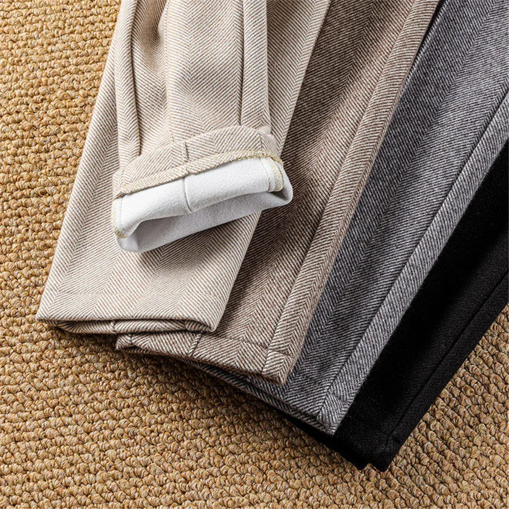 Women's Wool Dress Pants Casual Jogger Style Office Wide Trousers Woolen Cropped Pants OUC2533