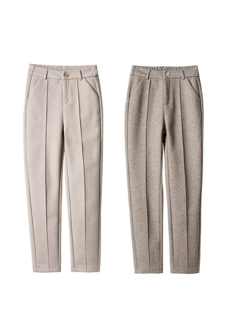 Women's Wool Dress Pants Casual Jogger Style Office Wide Trousers Woolen Cropped Pants OUC2533
