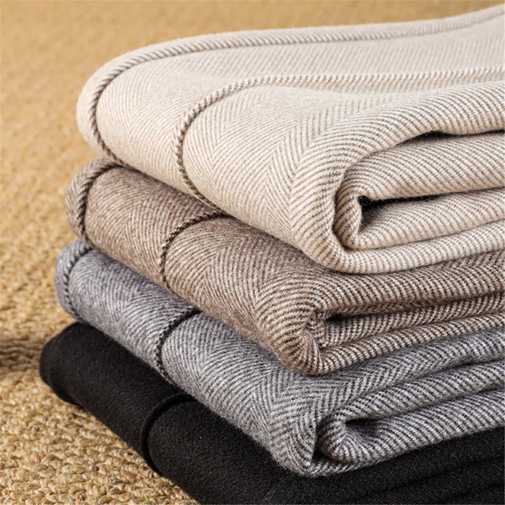 Women's Wool Dress Pants Casual Jogger Style Office Wide Trousers Woolen Cropped Pants OUC2533