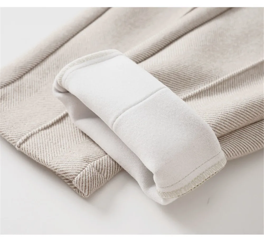 Women's Wool Dress Pants Casual Jogger Style Office Wide Trousers Woolen Cropped Pants OUC2533