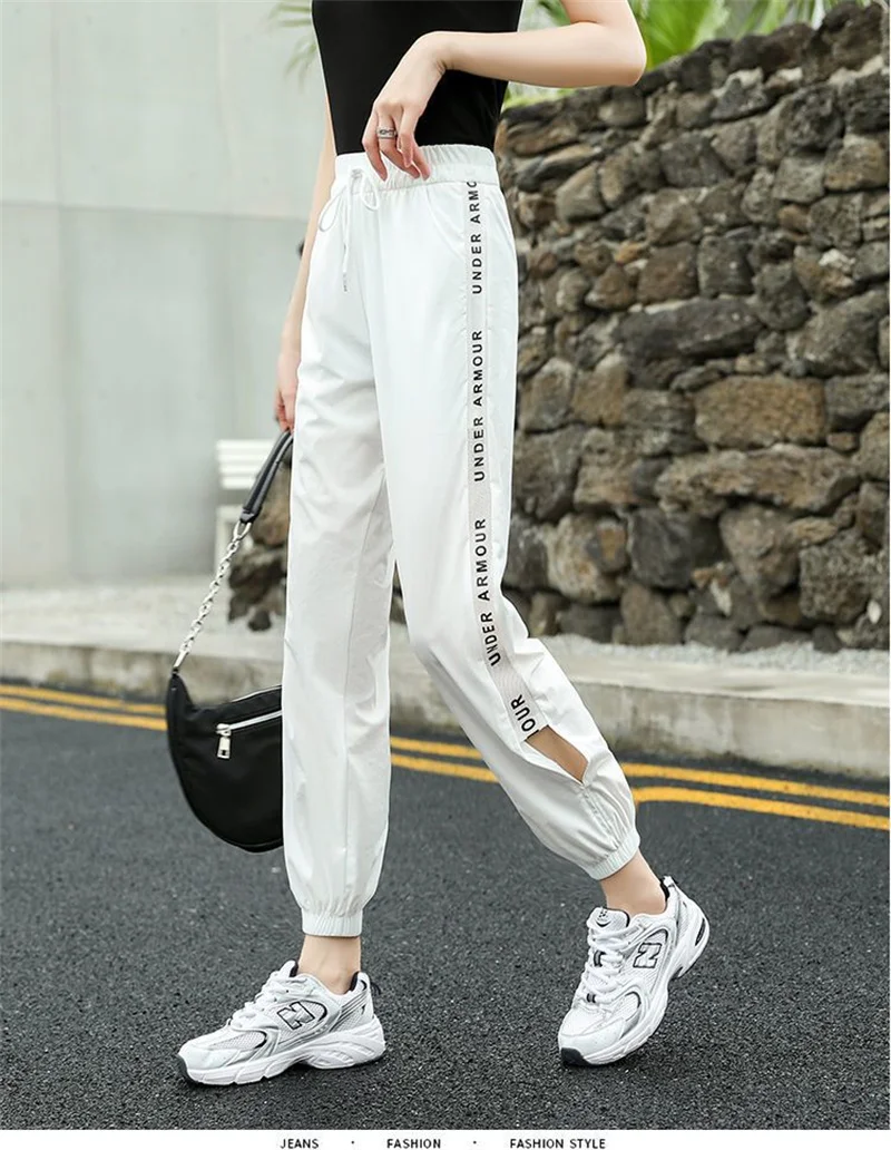 Women's Summer Thin Hollow Sports Pants 2025 New Female Ankle-Length Pants Lady Casual Loose Versatile Bind One's Feet Pants