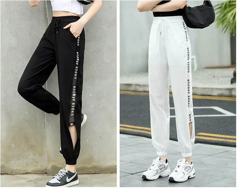 Women's Summer Thin Hollow Sports Pants 2025 New Female Ankle-Length Pants Lady Casual Loose Versatile Bind One's Feet Pants