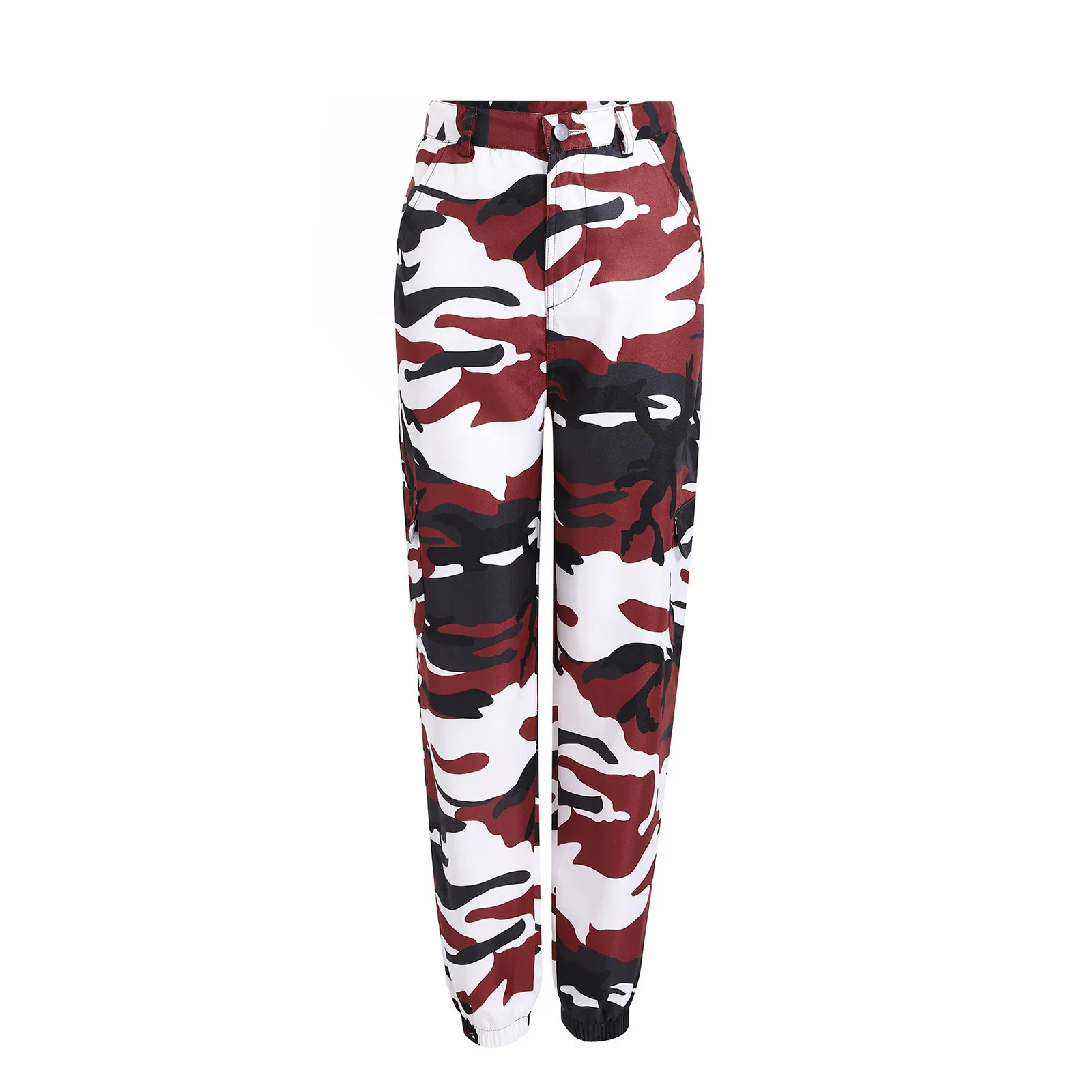 Camouflage Workwear Cargo Pants Women Versatile High Waist Multi-Pockets Sweatpants Fashion Outdoor Hiking Casual Harem Trousers