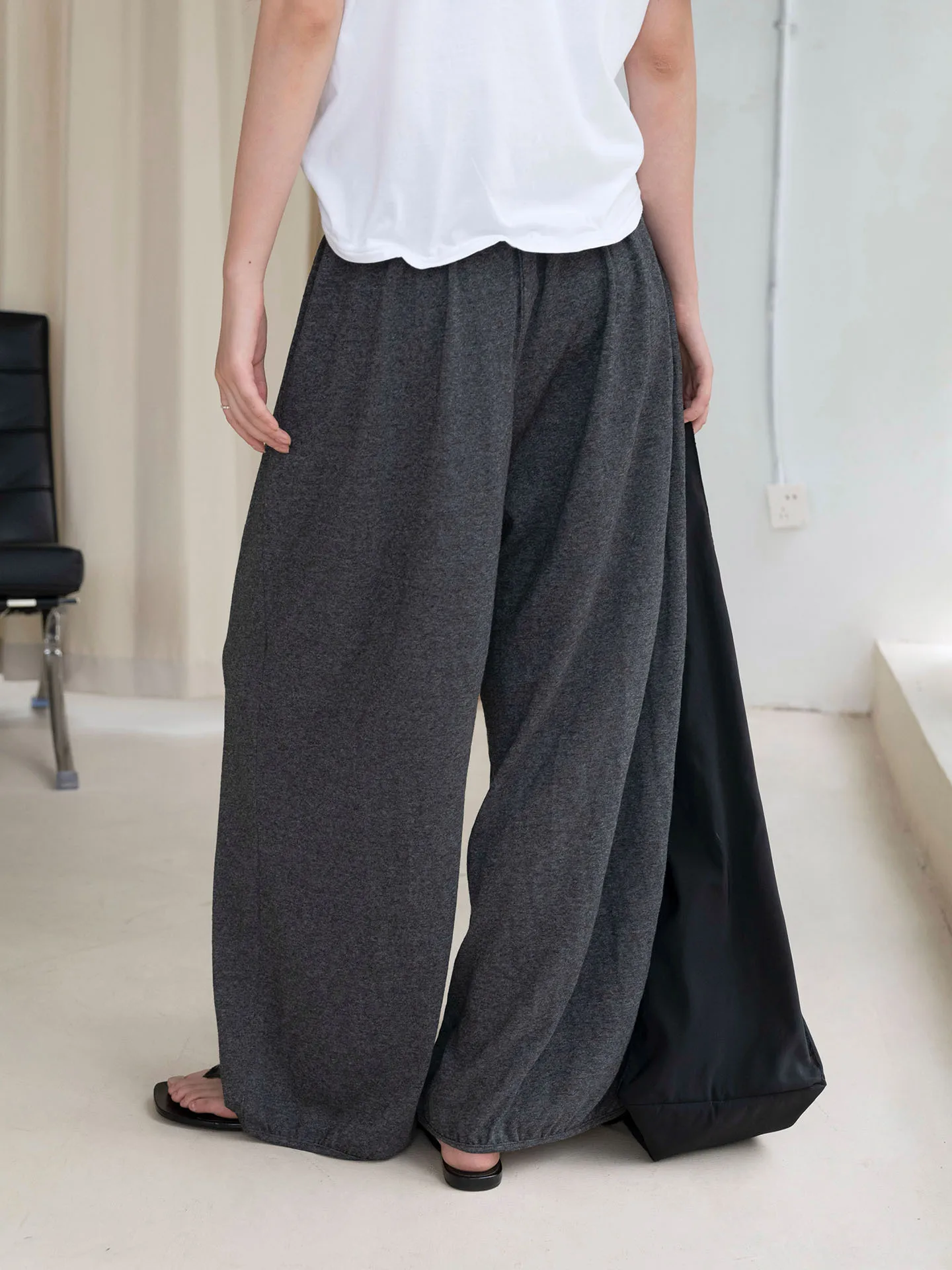 Autumn Relaxed Elastic-waist Cuffed Knit Lantern Casual Loose Long Pants For Women