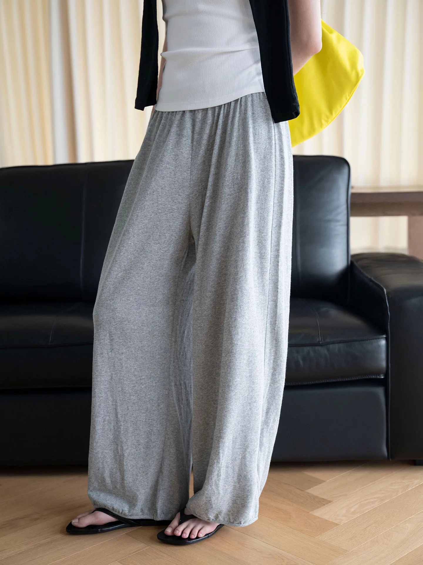 Autumn Relaxed Elastic-waist Cuffed Knit Lantern Casual Loose Long Pants For Women