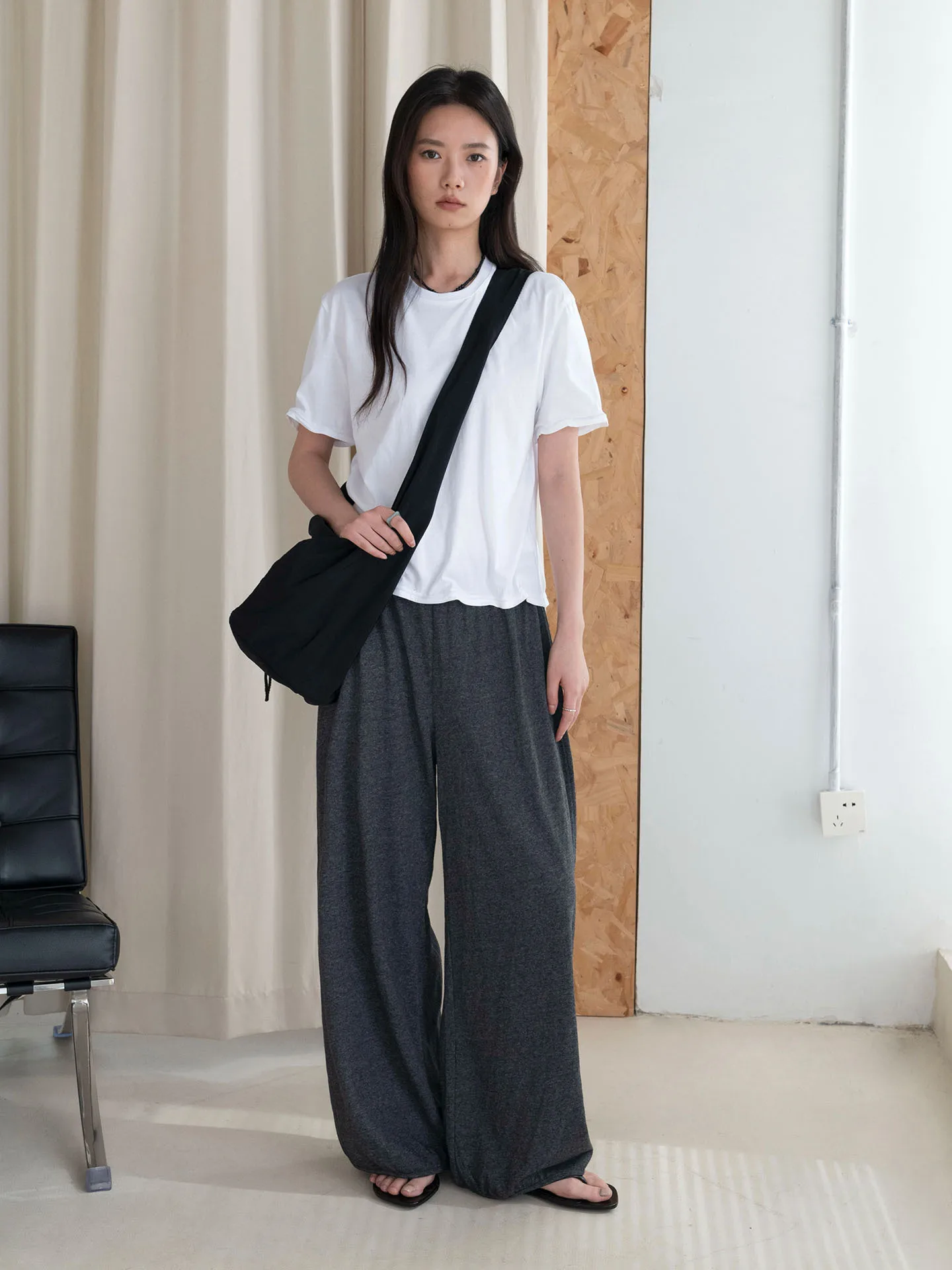 Autumn Relaxed Elastic-waist Cuffed Knit Lantern Casual Loose Long Pants For Women