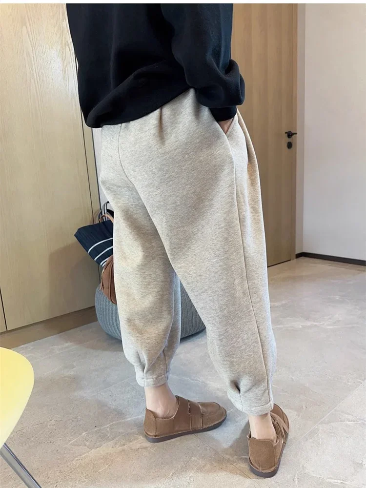 Fleece Sweatpants for Women Fall Winter 2024 New Fashion High Wasited Baggy Casual Trousers Ladies Chic Solid Y2k Pants