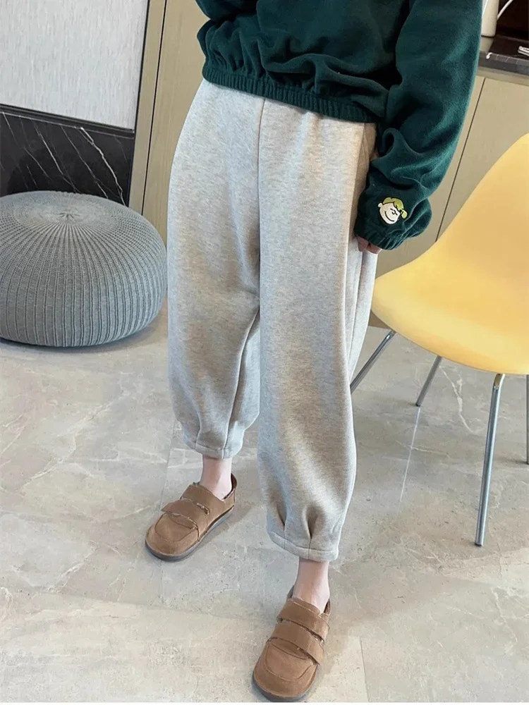 Fleece Sweatpants for Women Fall Winter 2024 New Fashion High Wasited Baggy Casual Trousers Ladies Chic Solid Y2k Pants