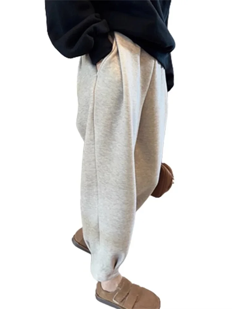 Fleece Sweatpants for Women Fall Winter 2024 New Fashion High Wasited Baggy Casual Trousers Ladies Chic Solid Y2k Pants