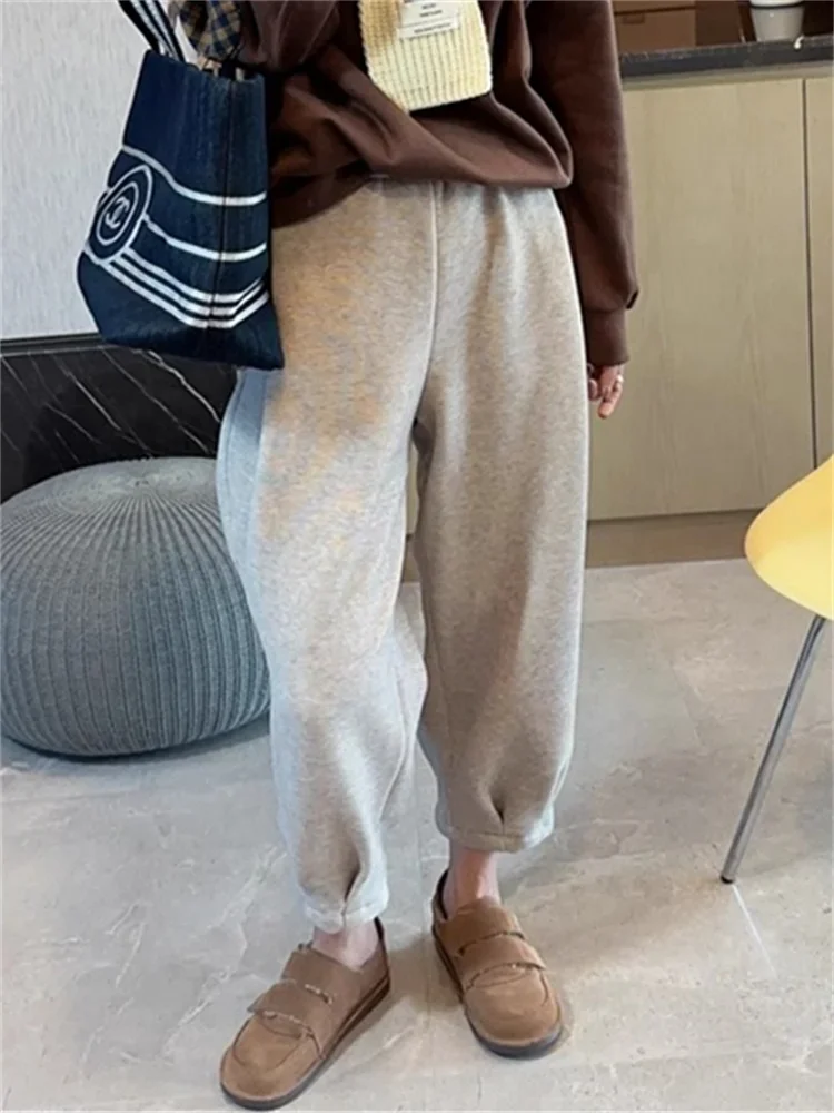 Fleece Sweatpants for Women Fall Winter 2024 New Fashion High Wasited Baggy Casual Trousers Ladies Chic Solid Y2k Pants