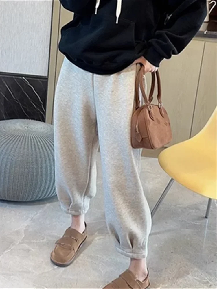 Fleece Sweatpants for Women Fall Winter 2024 New Fashion High Wasited Baggy Casual Trousers Ladies Chic Solid Y2k Pants