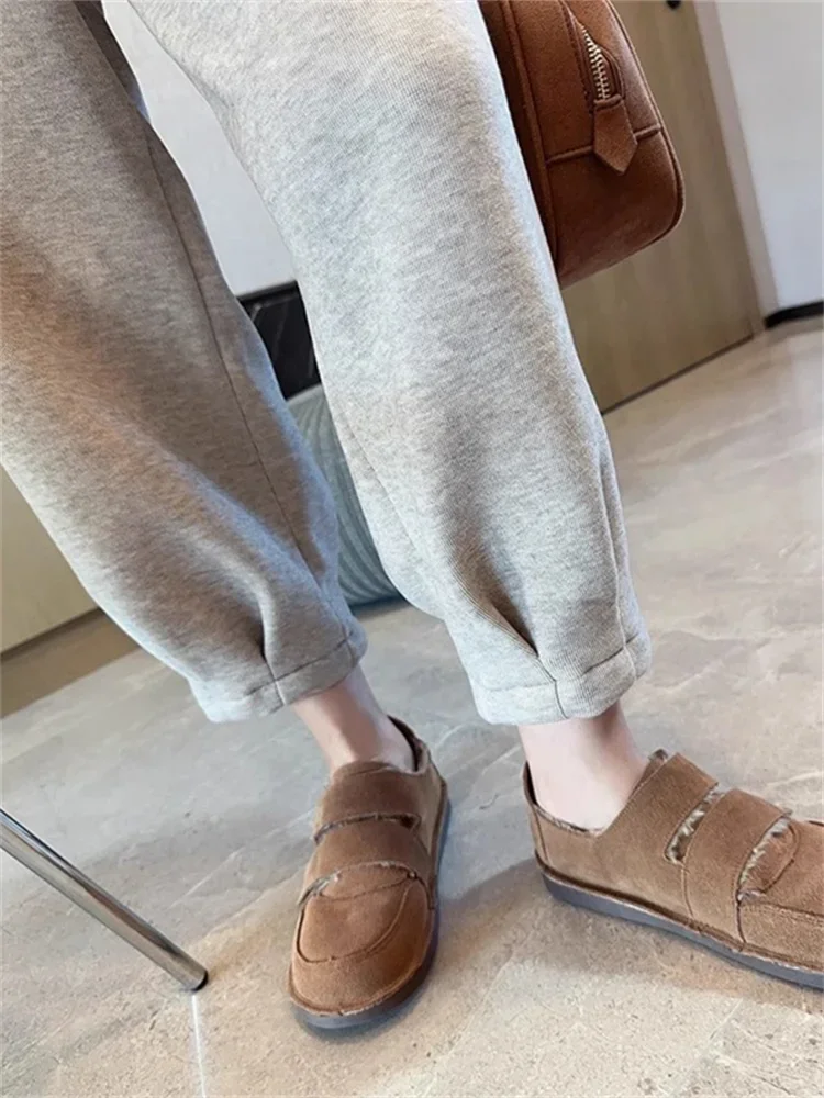 Fleece Sweatpants for Women Fall Winter 2024 New Fashion High Wasited Baggy Casual Trousers Ladies Chic Solid Y2k Pants