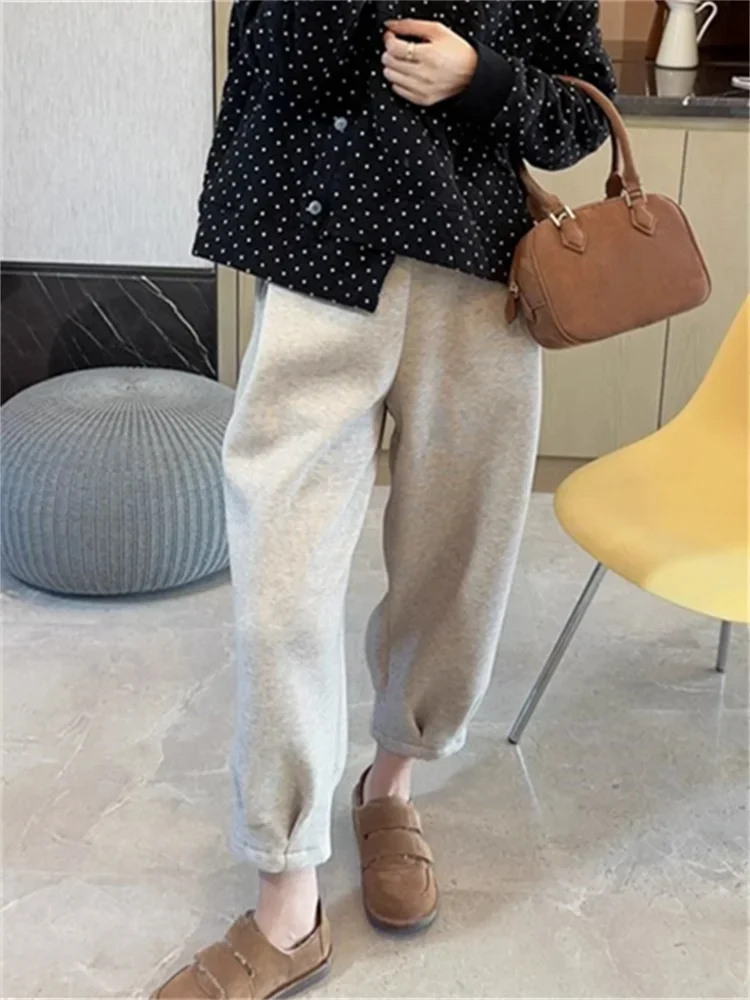 Fleece Sweatpants for Women Fall Winter 2024 New Fashion High Wasited Baggy Casual Trousers Ladies Chic Solid Y2k Pants