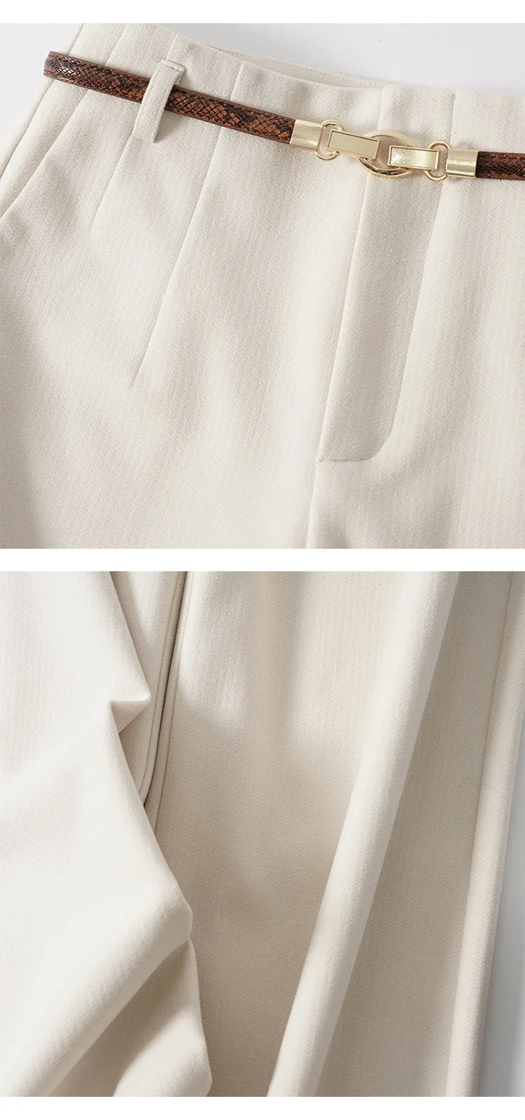 Wool Pants Women 20234New Fashion Office Ladies High Waist Wide Leg Pants Casual Loose Solid Straight Full Length Pants