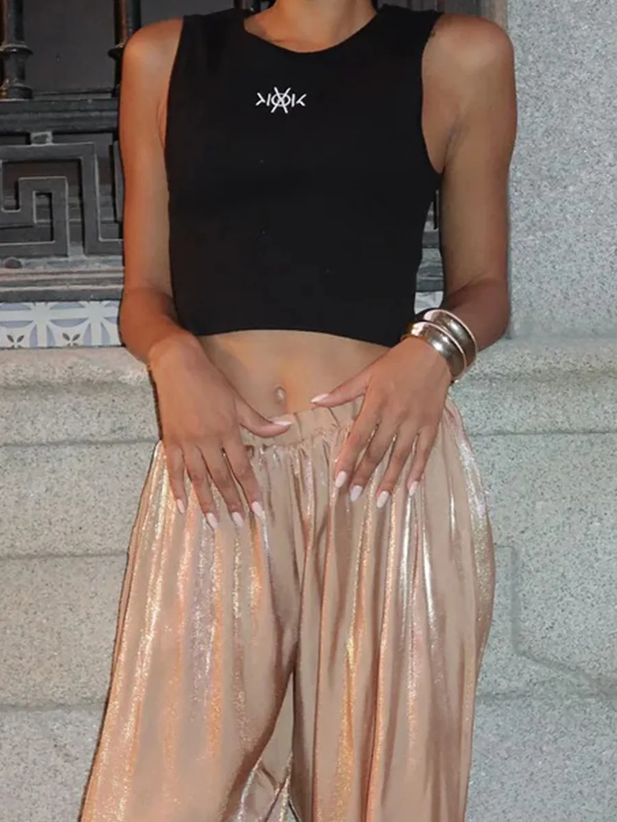 Bornladies 2026 Spring Summer New Women's Pants Glossy Street Fashion Low Waist Tight Foot Drop Pants
