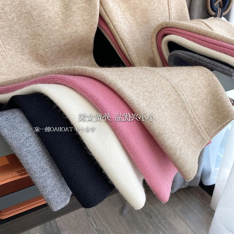 2023 New Spring and Autumn Loose Straight Wide-Leg Pants Casual White Knitted Fabric Baggy Pants Women's