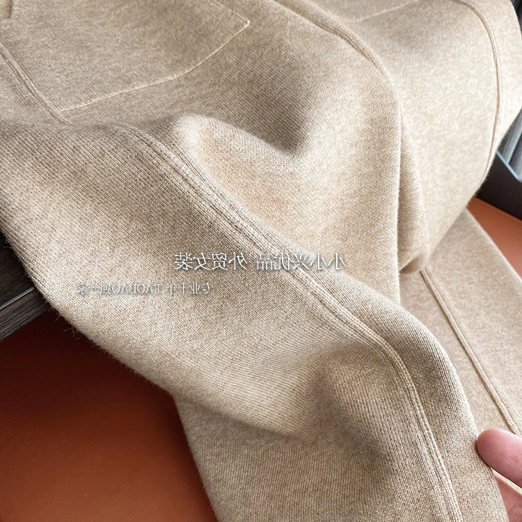 2023 New Spring and Autumn Loose Straight Wide-Leg Pants Casual White Knitted Fabric Baggy Pants Women's