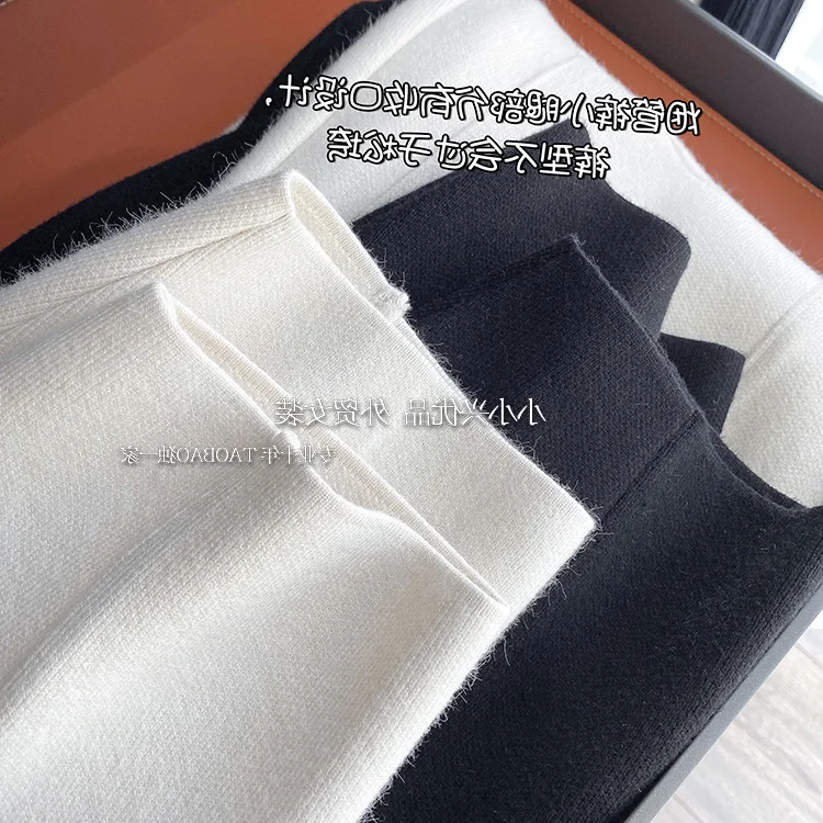 2023 New Spring and Autumn Loose Straight Wide-Leg Pants Casual White Knitted Fabric Baggy Pants Women's