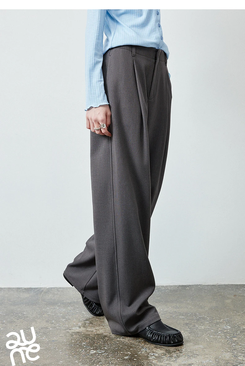 TOYOUTH Women's High Waist Pleated Suit Wide Leg Pants Fall 2026 Drapey Slimming Office Commute