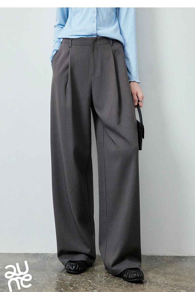 TOYOUTH Women's High Waist Pleated Suit Wide Leg Pants Fall 2026 Drapey Slimming Office Commute