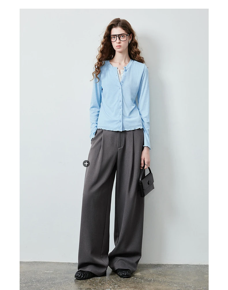 TOYOUTH Women's High Waist Pleated Suit Wide Leg Pants Fall 2026 Drapey Slimming Office Commute