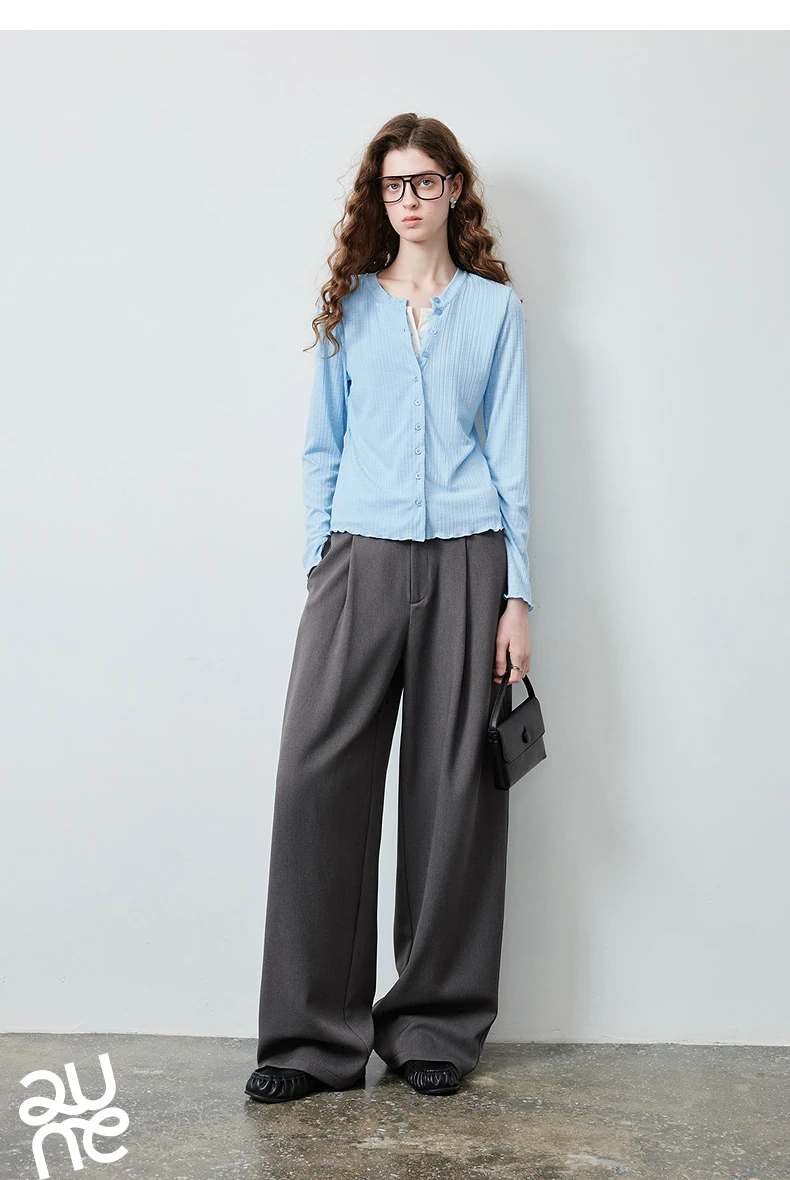 TOYOUTH Women's High Waist Pleated Suit Wide Leg Pants Fall 2026 Drapey Slimming Office Commute