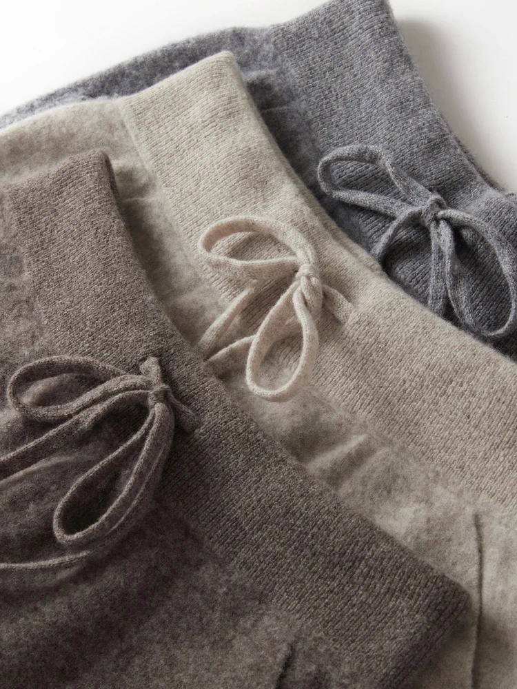 100% Merino Wool Pants Women Jogger Trousers Autumn Winter New Fashion French Style Thick Soft Casual Female Knit Pencil Pants