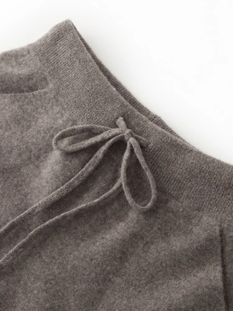 100% Merino Wool Pants Women Jogger Trousers Autumn Winter New Fashion French Style Thick Soft Casual Female Knit Pencil Pants