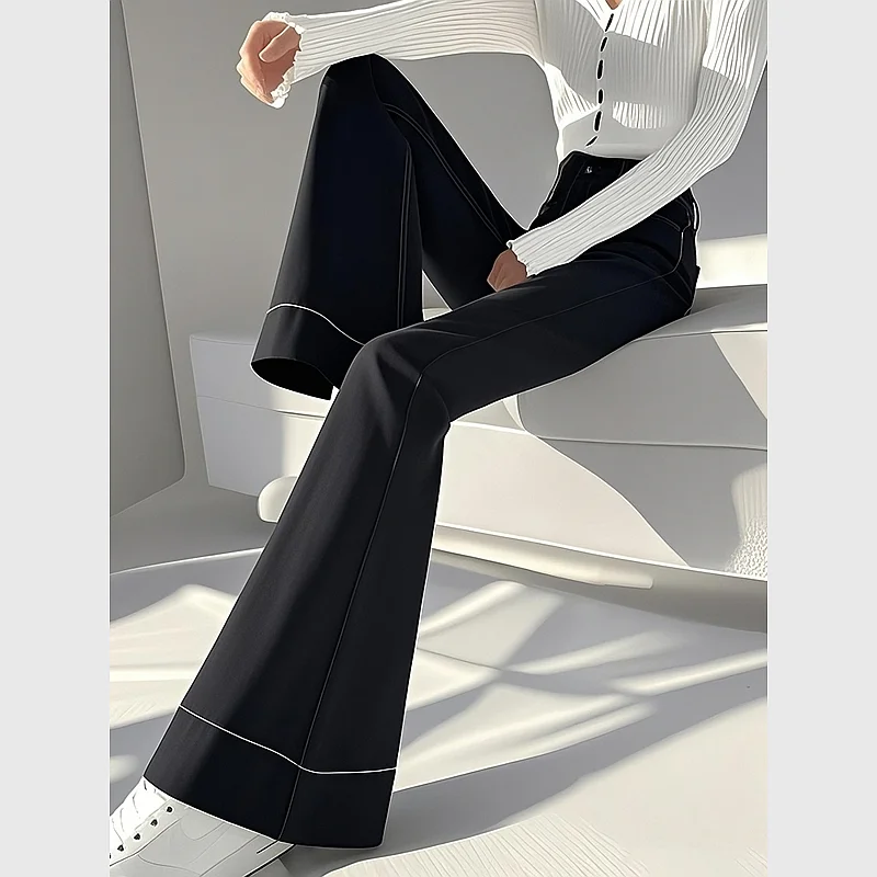 All-match White Flare Pants for Women 2026 New Loose Straight Wide Leg Pants Y2k Aesthetic Slim Fit High Waist Trousers