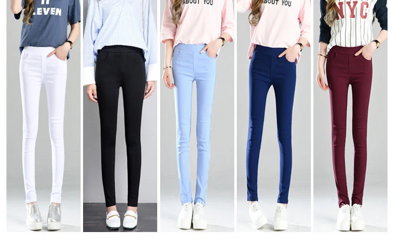 Women Spring Summer Elastic High Waist Pencil Pants Mother Gym Sport Basic Skinny Pantalon Korean Fashion Stretch White Leggings