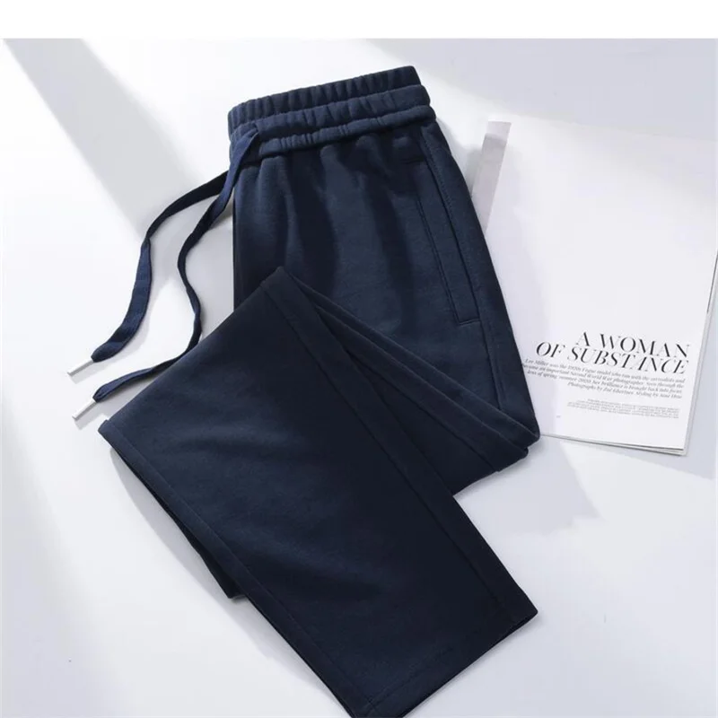Streetwear Women Cotton Straight Pants High Waist Drawstring Sweatpants Loose Casual Trousers Female Autumn Winter Sport Pants