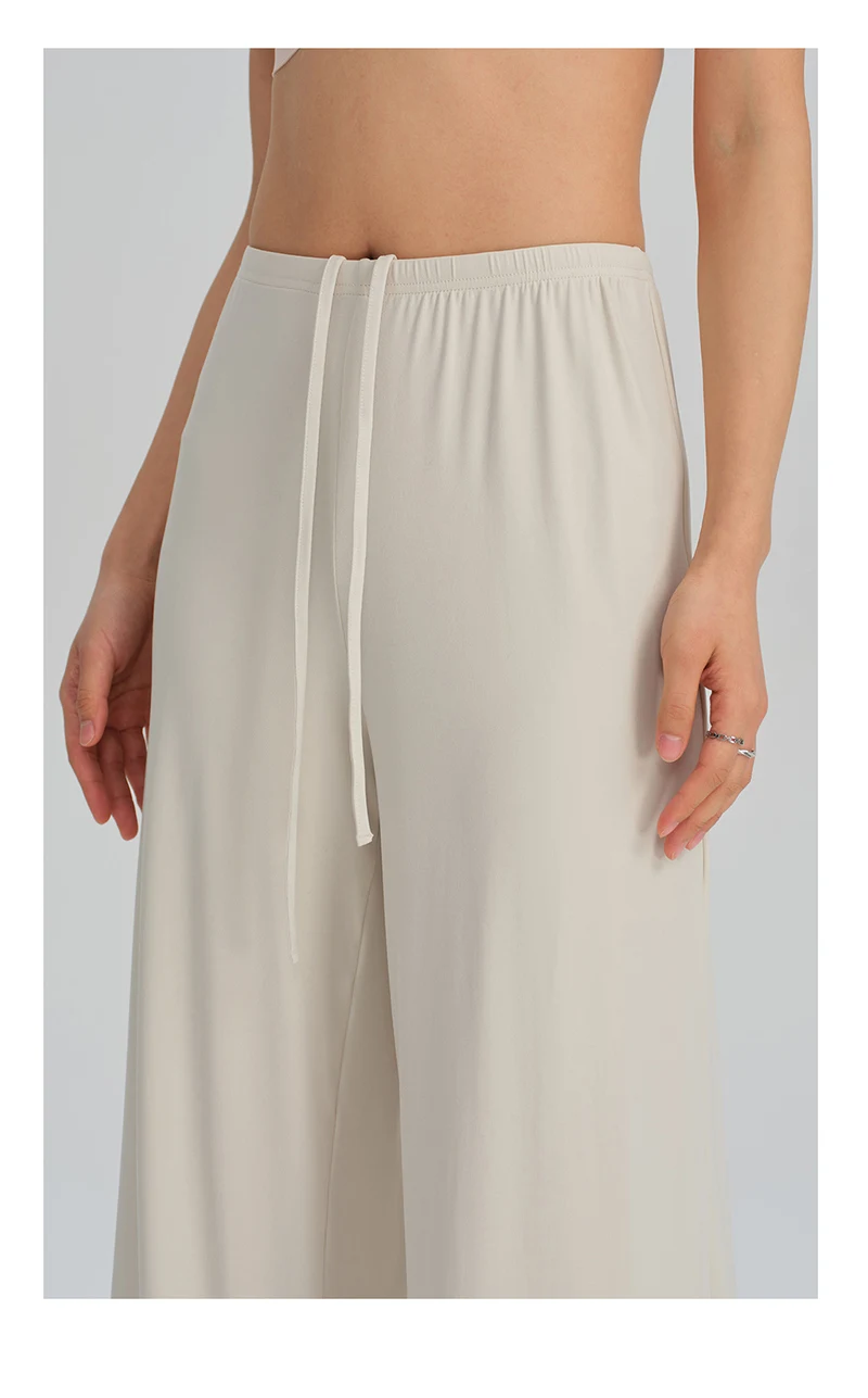 BIVIGAOS Spring Summer Drape Effect Yoga Pants Women Drawstring Loose Casual Lazy Style Ftness Straight Leg Sport Wide Leg Pants