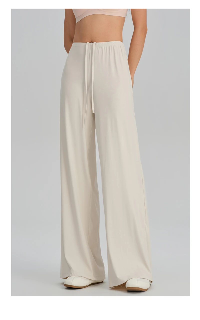 BIVIGAOS Spring Summer Drape Effect Yoga Pants Women Drawstring Loose Casual Lazy Style Ftness Straight Leg Sport Wide Leg Pants
