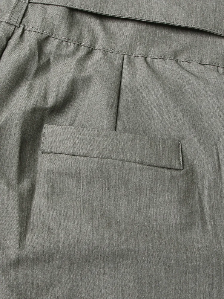 Pleated Spliced Ropa Mujer High Waist Straight Pantalones Women Wide Leg Pants Spring Womens Clothes Double Pockets Trousers
