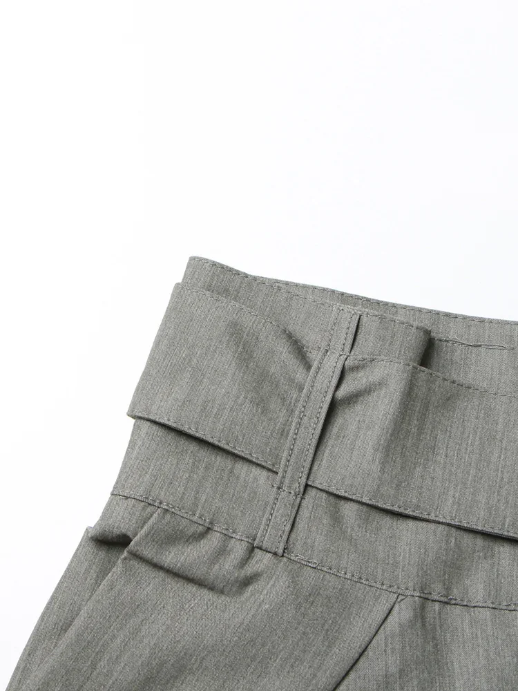 Pleated Spliced Ropa Mujer High Waist Straight Pantalones Women Wide Leg Pants Spring Womens Clothes Double Pockets Trousers