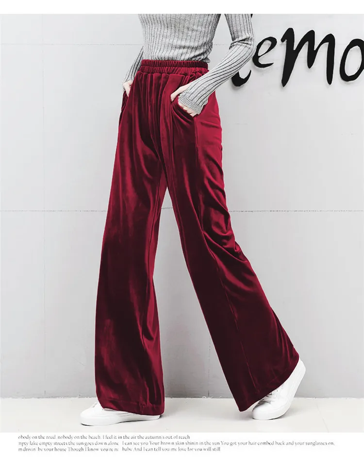 2026 Winter velvet trousers,Korean fashion Women Autunm high waist streewear casual velour pants,plus size black spodnie damskie