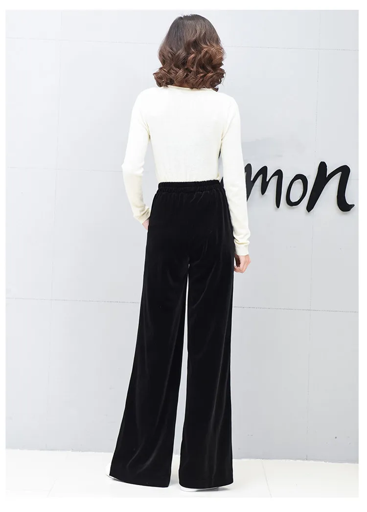 2026 Winter velvet trousers,Korean fashion Women Autunm high waist streewear casual velour pants,plus size black spodnie damskie