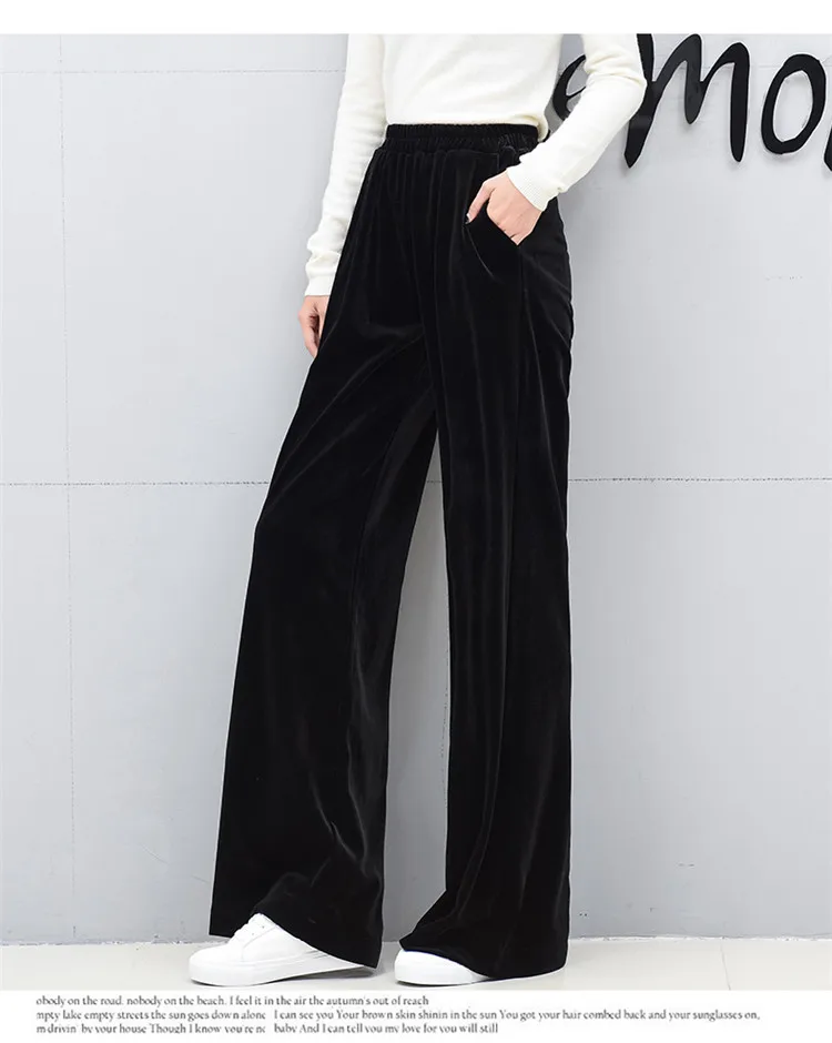 2026 Winter velvet trousers,Korean fashion Women Autunm high waist streewear casual velour pants,plus size black spodnie damskie