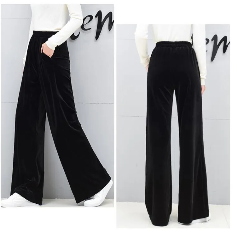 2026 Winter velvet trousers,Korean fashion Women Autunm high waist streewear casual velour pants,plus size black spodnie damskie