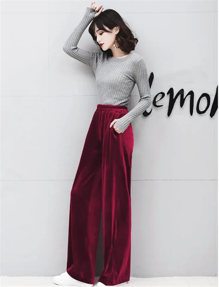 2026 Winter velvet trousers,Korean fashion Women Autunm high waist streewear casual velour pants,plus size black spodnie damskie