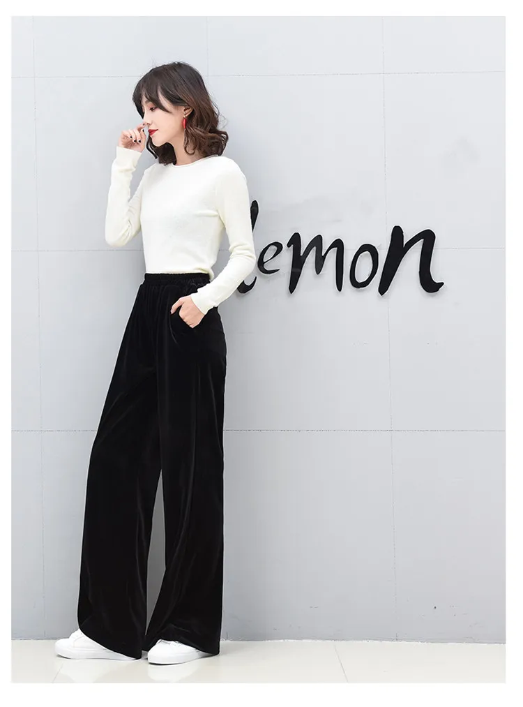 2026 Winter velvet trousers,Korean fashion Women Autunm high waist streewear casual velour pants,plus size black spodnie damskie