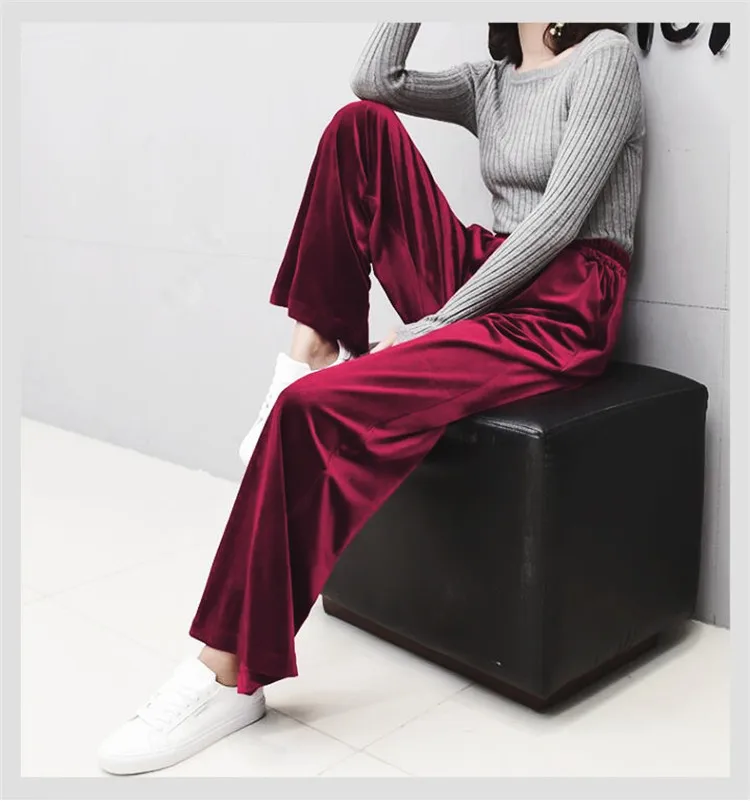 2026 Winter velvet trousers,Korean fashion Women Autunm high waist streewear casual velour pants,plus size black spodnie damskie