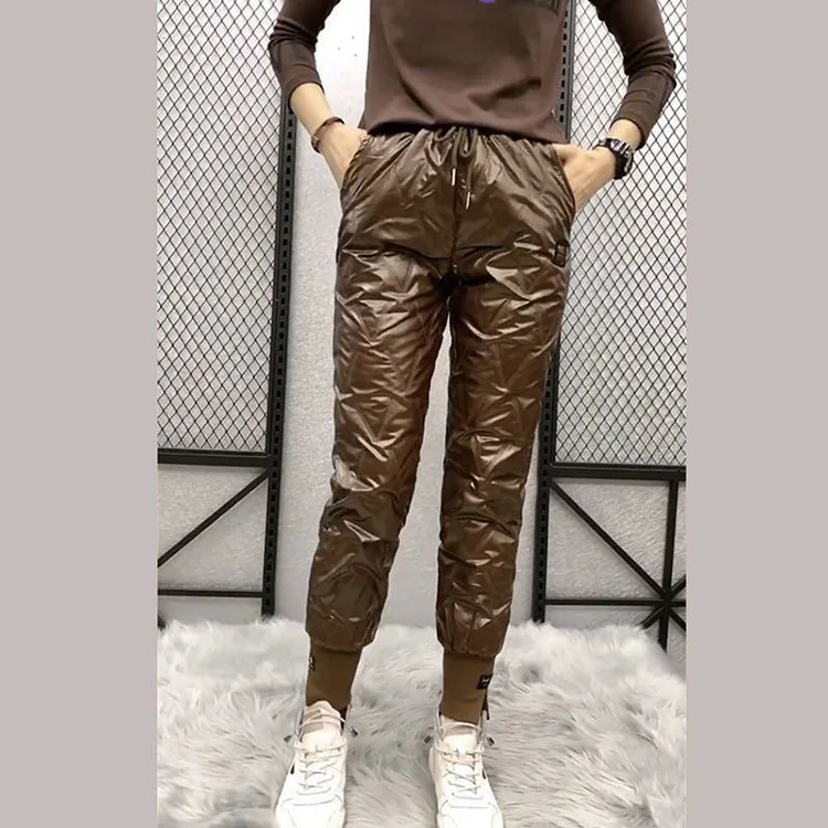 Autumn Cotton Trousers for Women's Snow Outerwear 2022 Winter New High Waist Thick Casual Feet Harem Pants Warm Casual Pants