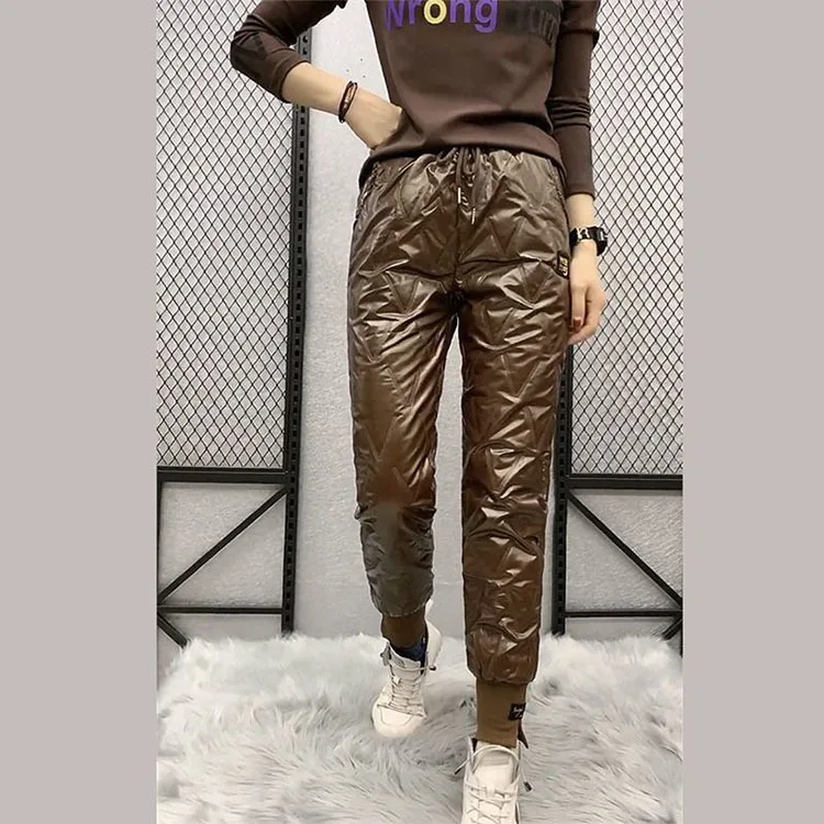 Autumn Cotton Trousers for Women's Snow Outerwear 2022 Winter New High Waist Thick Casual Feet Harem Pants Warm Casual Pants