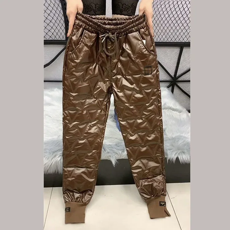 Autumn Cotton Trousers for Women's Snow Outerwear 2022 Winter New High Waist Thick Casual Feet Harem Pants Warm Casual Pants