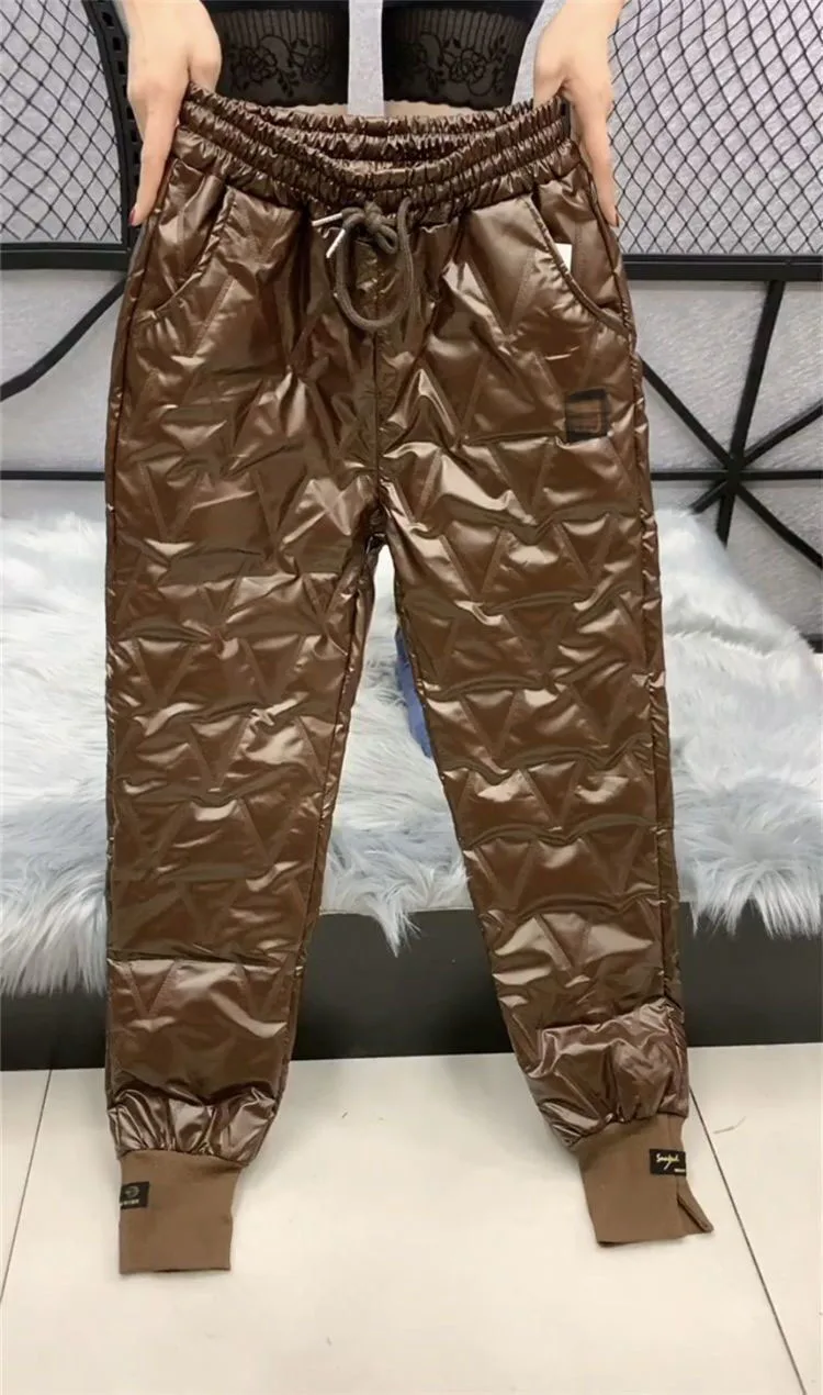 Autumn Cotton Trousers for Women's Snow Outerwear 2022 Winter New High Waist Thick Casual Feet Harem Pants Warm Casual Pants