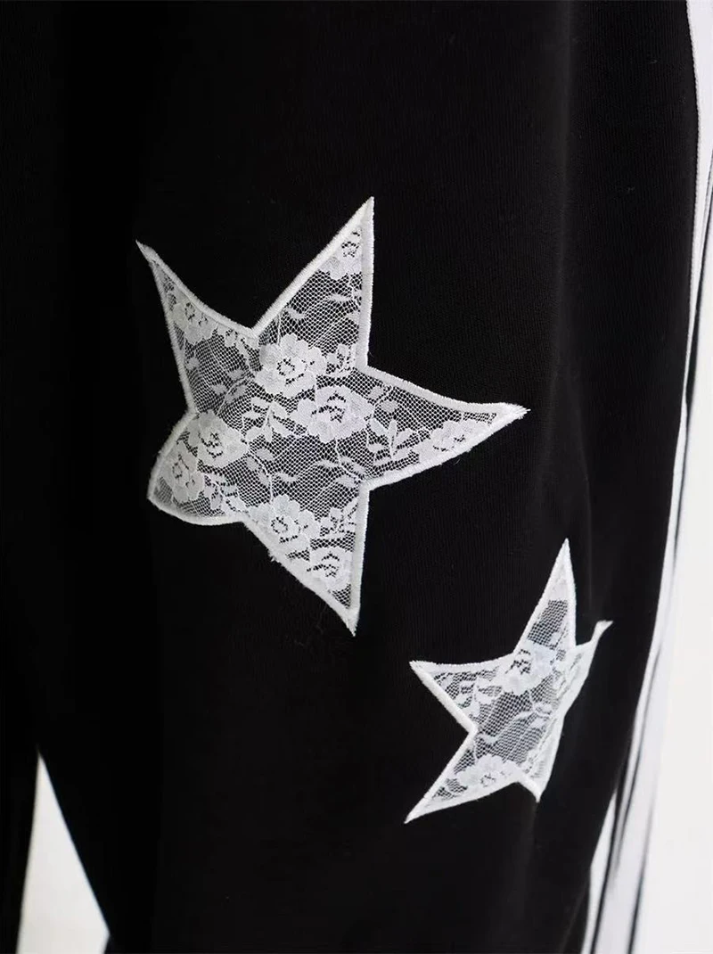 American Star Embroidered Sweatpants Women High Waist Streetwear Loose Mujer Jogging Pants Y2K Hip Hop Punk Straight Trousers