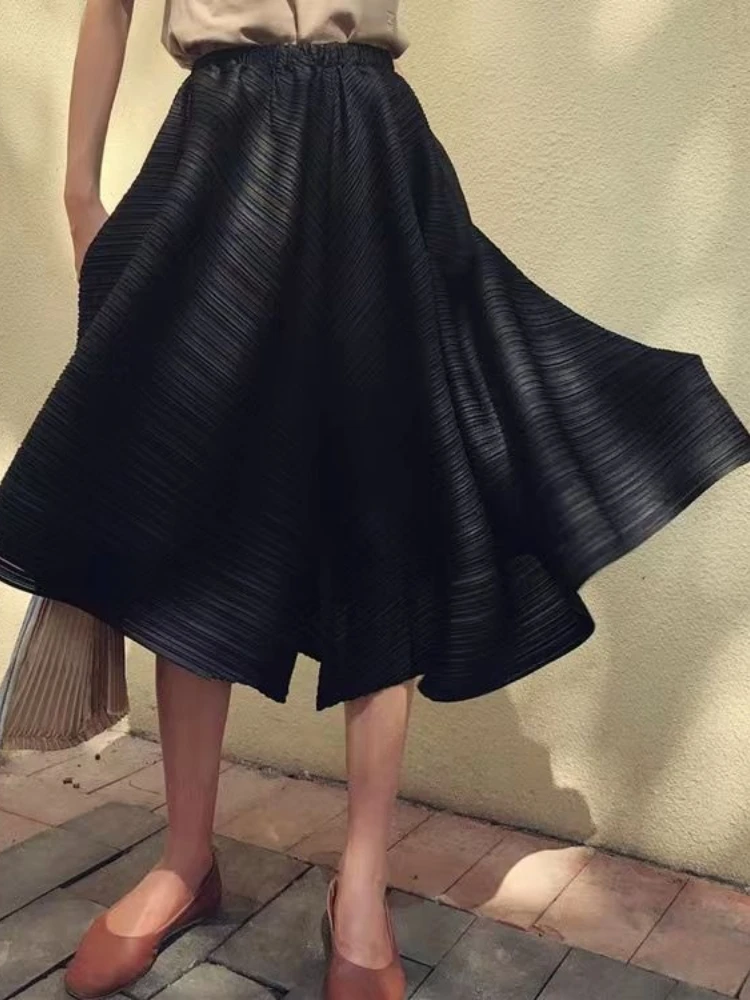 Korean Summer Wide Leg Pants 2025 New Bottoms High Waist Folds Irregular Trousers Solid Color Vintage Pantalon Femme Ropa Mujer