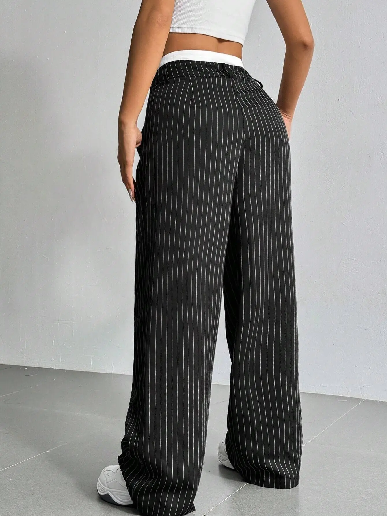Fashion Pants Women's Stripe Straight Pants 2024 Autumn Winter High Waisted Casual Suit Pants Office Lady Women Trousers Bottoms
