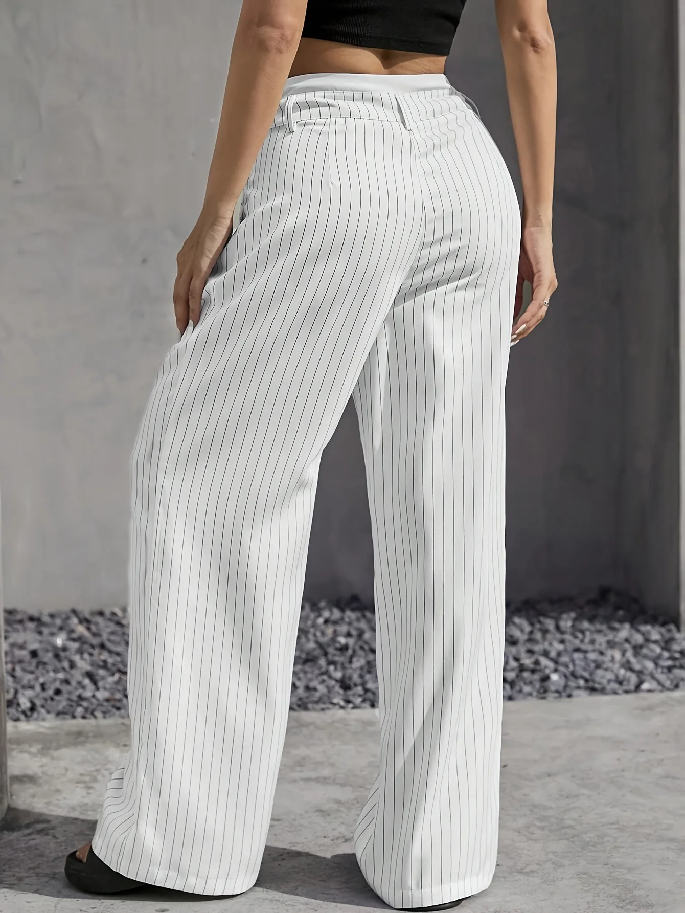 Fashion Pants Women's Stripe Straight Pants 2024 Autumn Winter High Waisted Casual Suit Pants Office Lady Women Trousers Bottoms